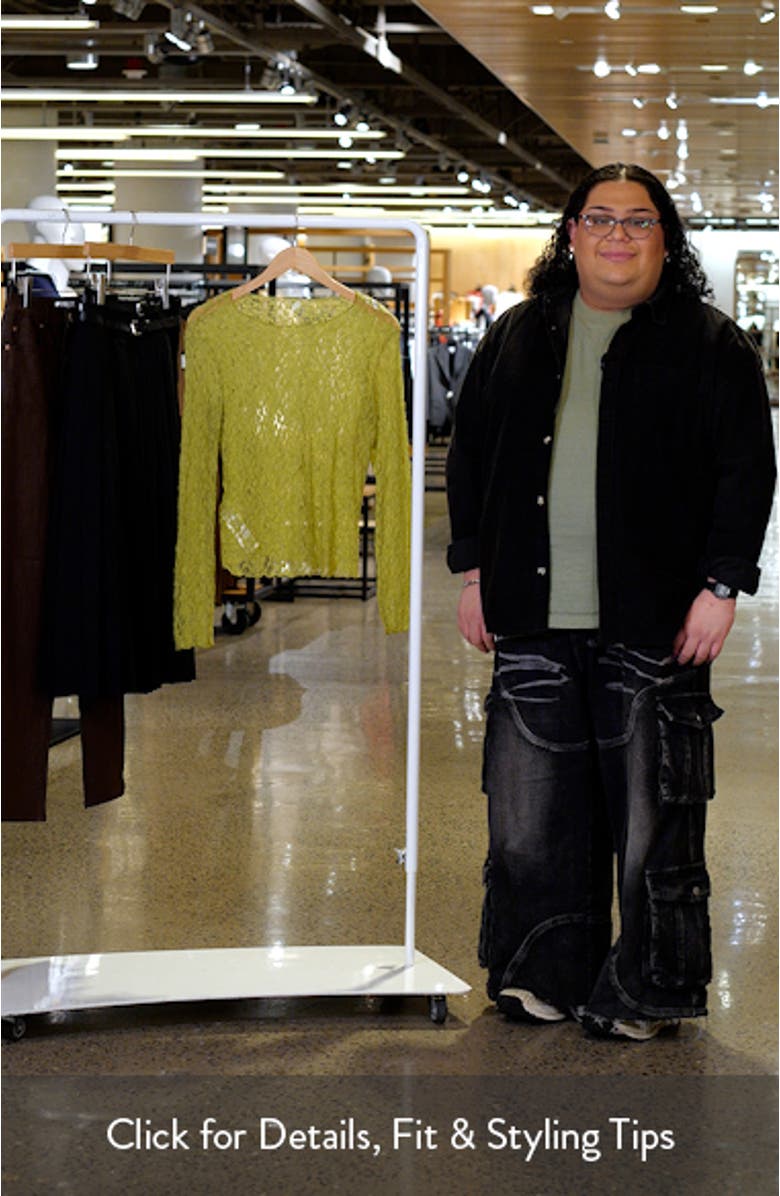 Sheer Lace Boat Neck Long Sleeve Top, sales video thumbnail