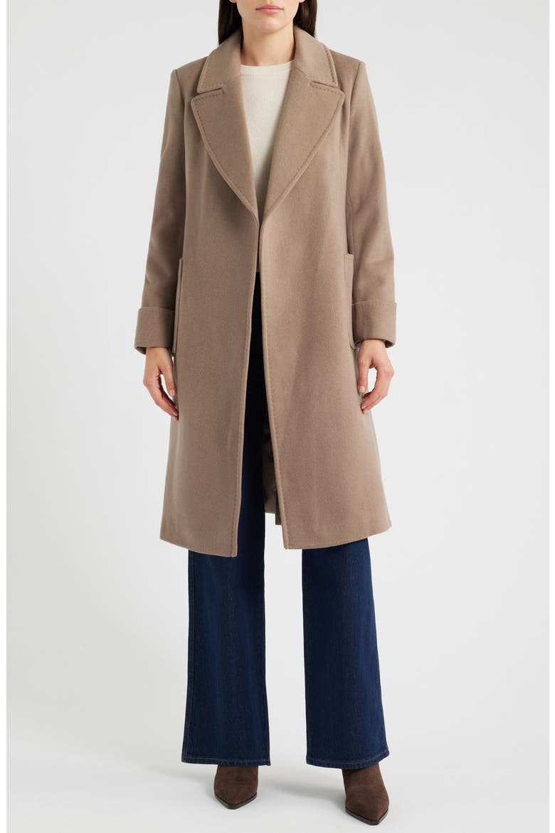 Wool Blend Wrap Coat, Alternate, color, TRUFFLE