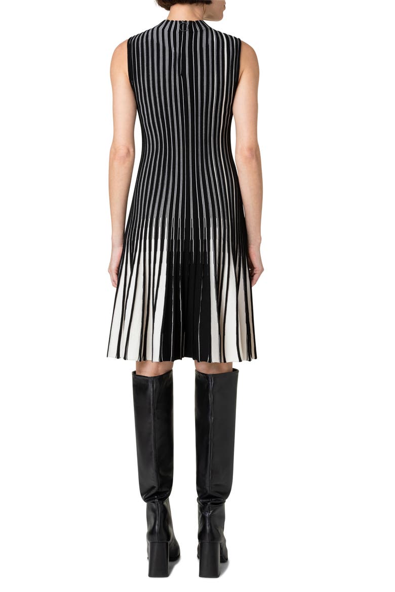 Stripe Rib Virgin Wool Sweater Dress, Alternate, color, BLACK-CREAM