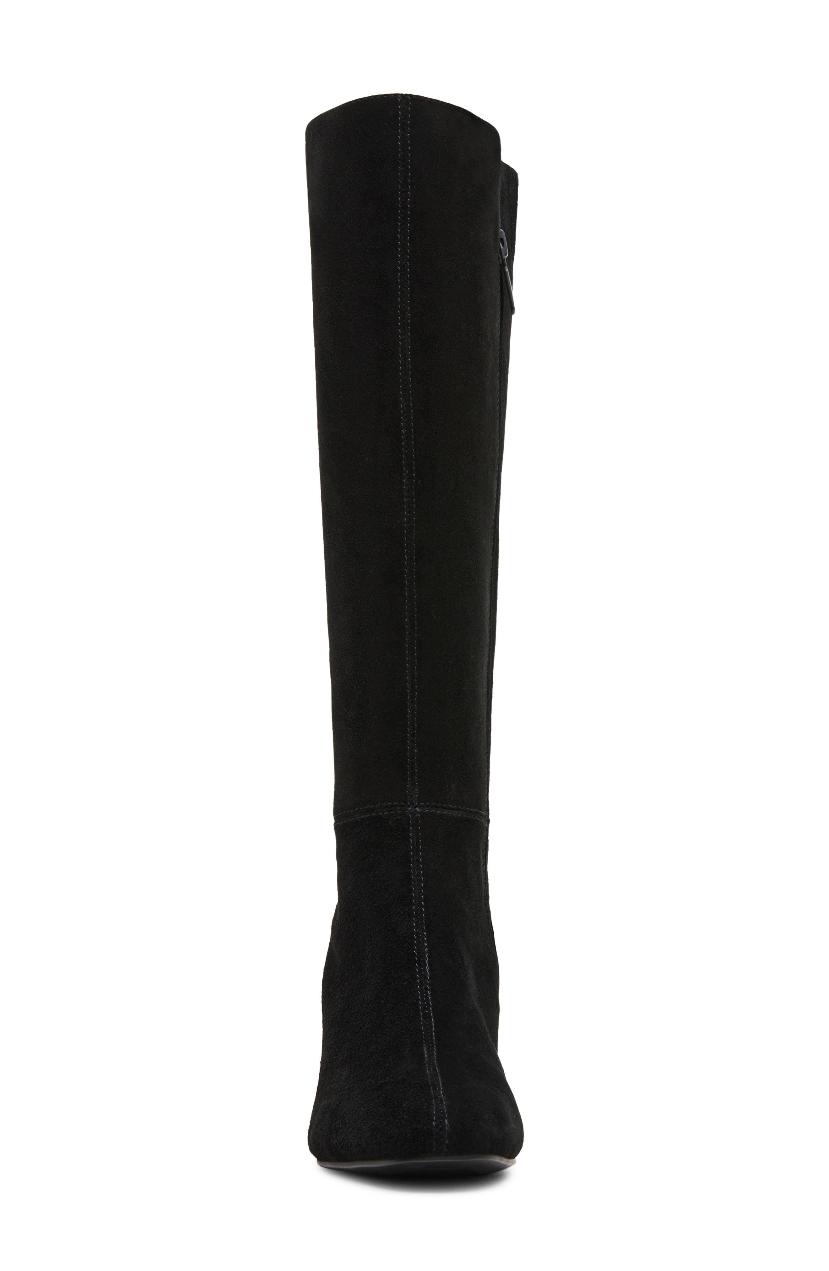 Bertha Waterproof Leather Knee High Wedge Boot, Alternate, color, BLACK SUEDE