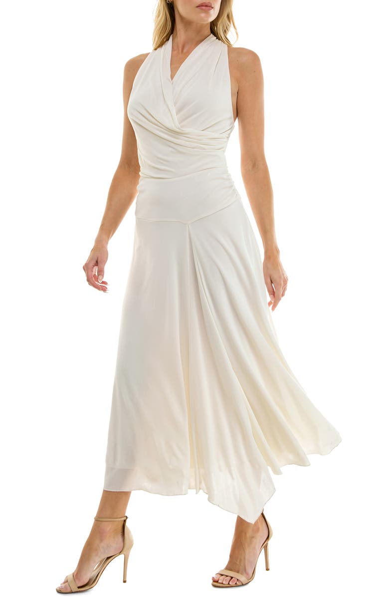 Socialite Surplice Handkerchief Hem Maxi Dress, Alternate, color, Ivory