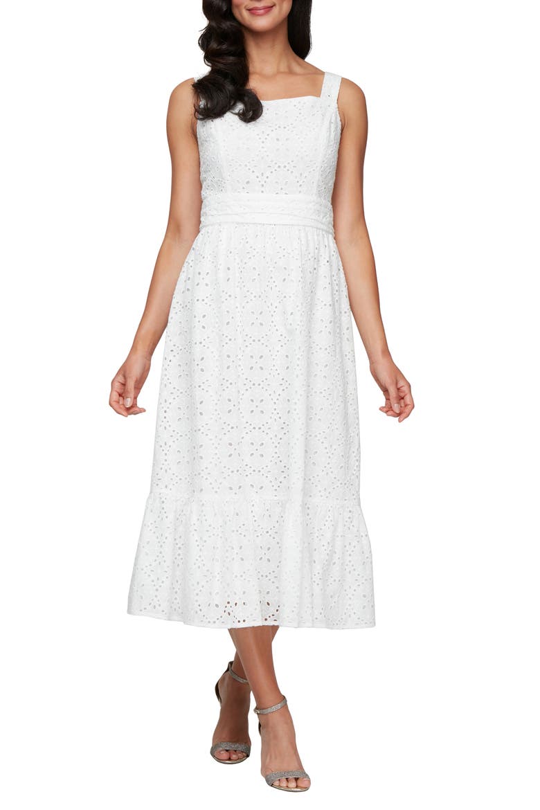 Cotton Eyelet Tea Dress, Main, color, IVORY