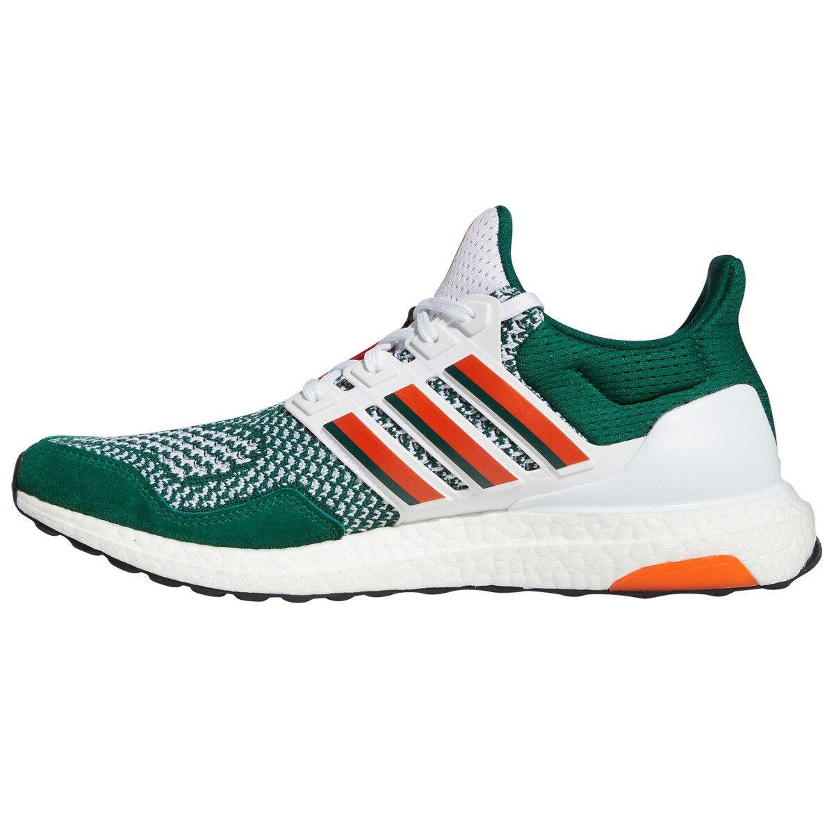 adidas Green/White Miami Hurricanes Ultraboost 1.0 Running Shoe, Alternate, color, 