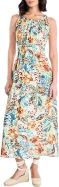 The Good Journey Floral Tie Strap Fit & Flare Midi Sundress