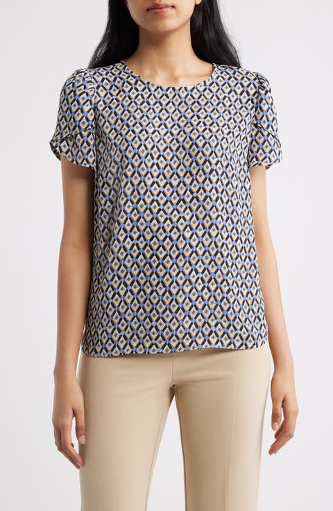 Print Tulip Sleeve Top (Petite)