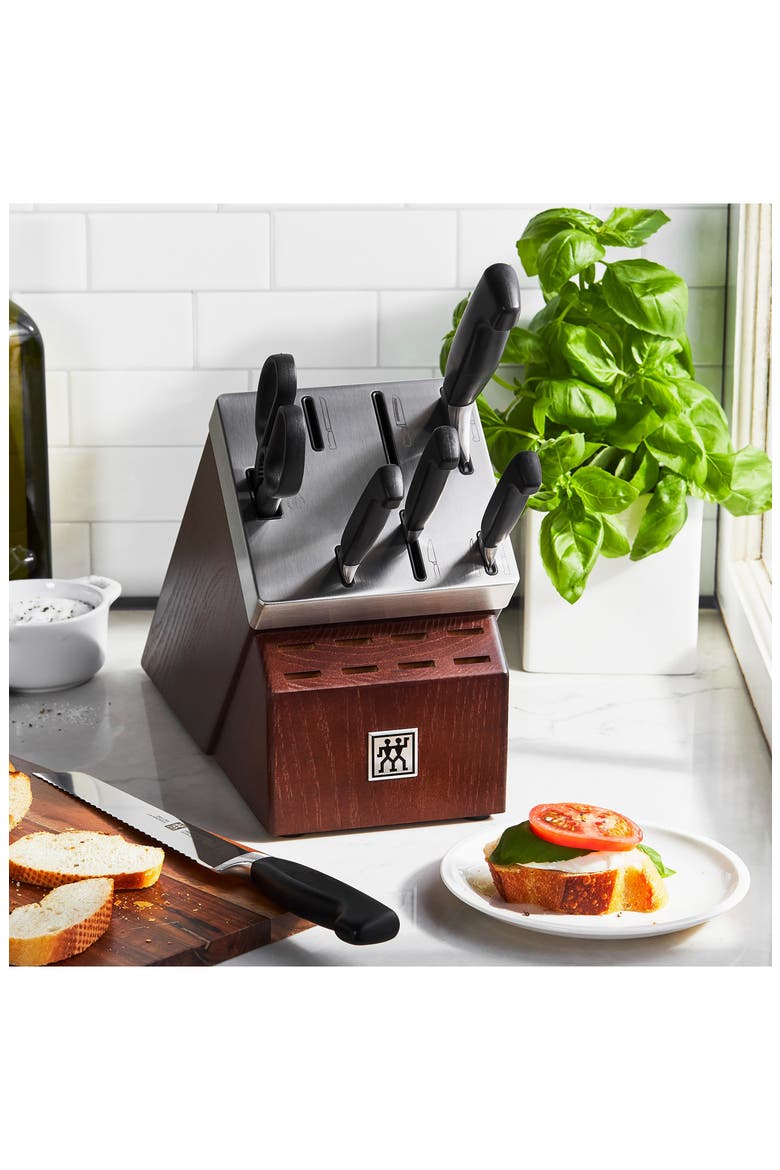 J.A. HENCKELS Four Star Self-Sharpening Knife Block & Knife Set, Alternate, color, STAINLESS STEEL