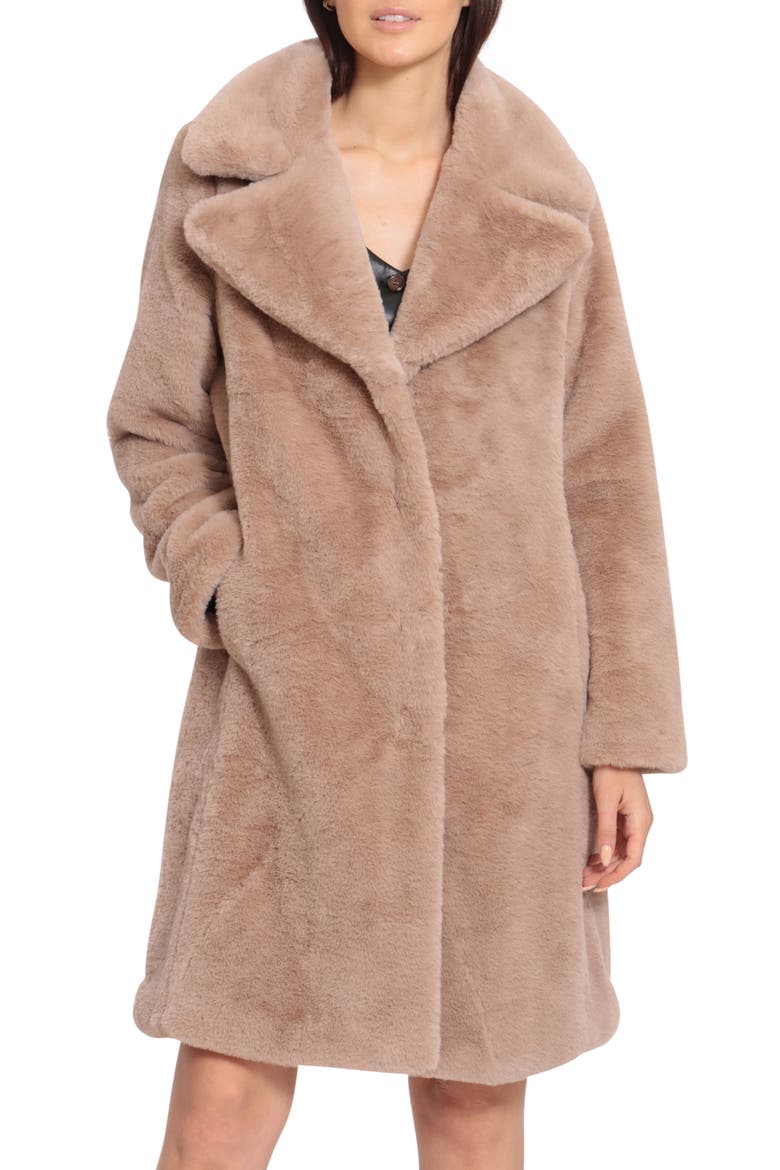 Faux Fur Coat, Main, color, TAUPE