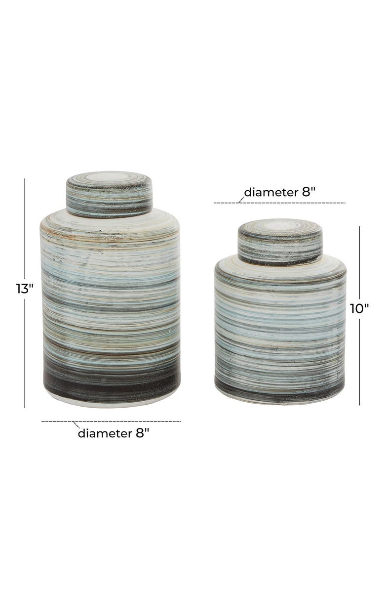 SONOMA SAGE HOME Gray Ceramic Striped Decorative Jar - Set of 2, Alternate, color,