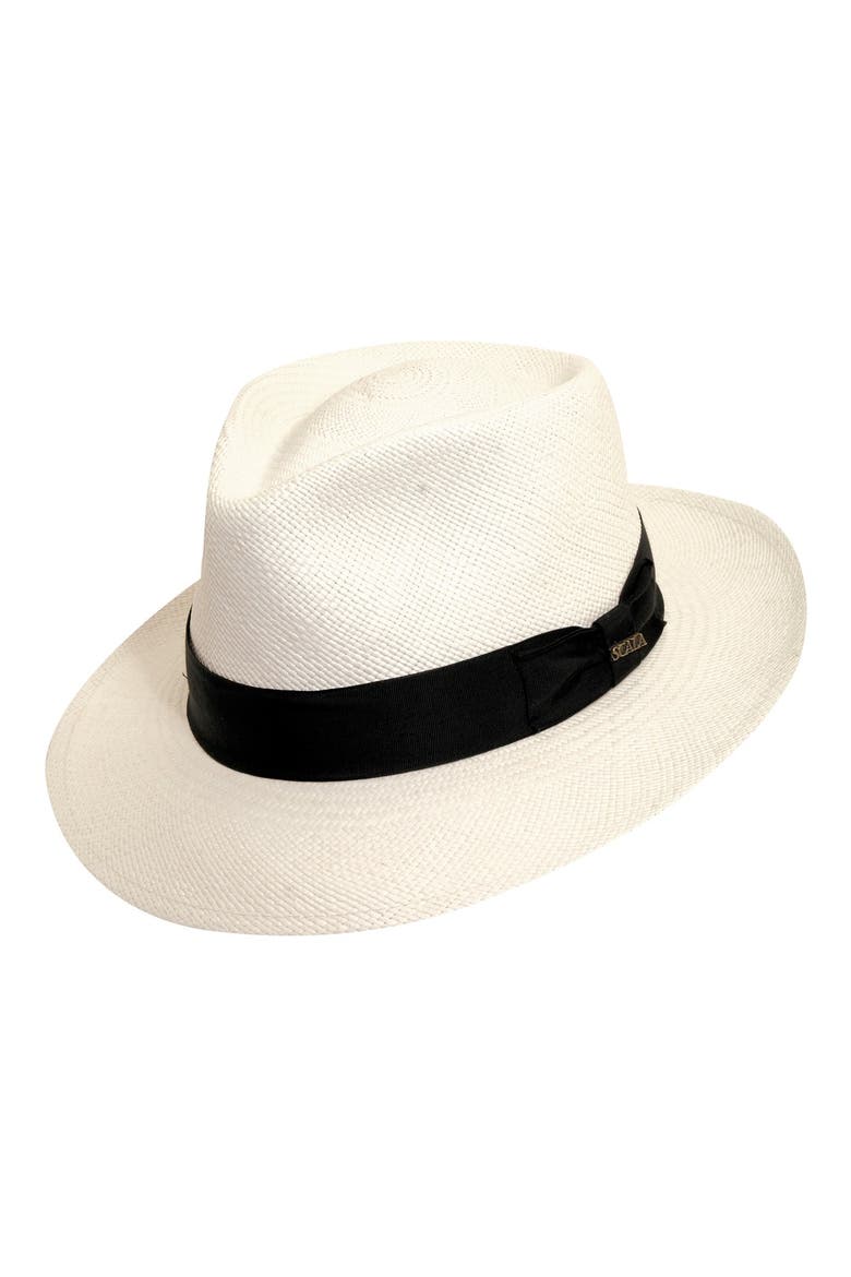 Straw Panama Hat, Main, color, BLEACH