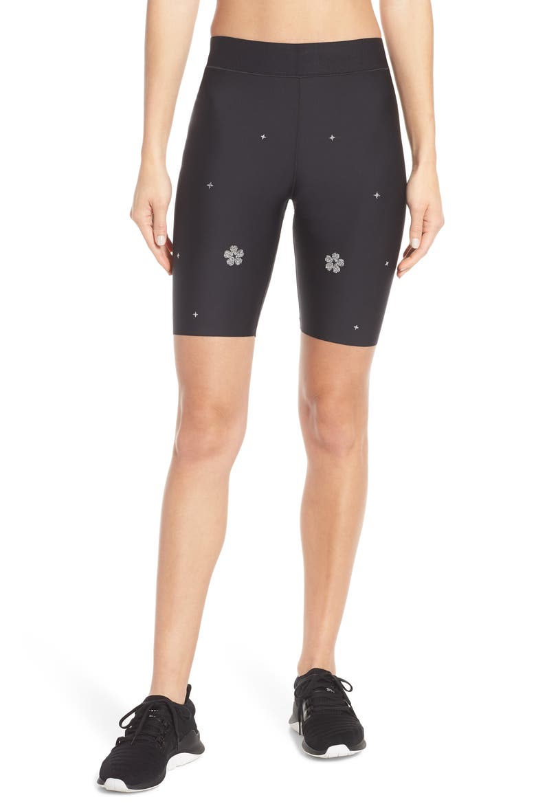Aero Starflower Swarovski Bike Shorts, Main, color, NERO CHROME