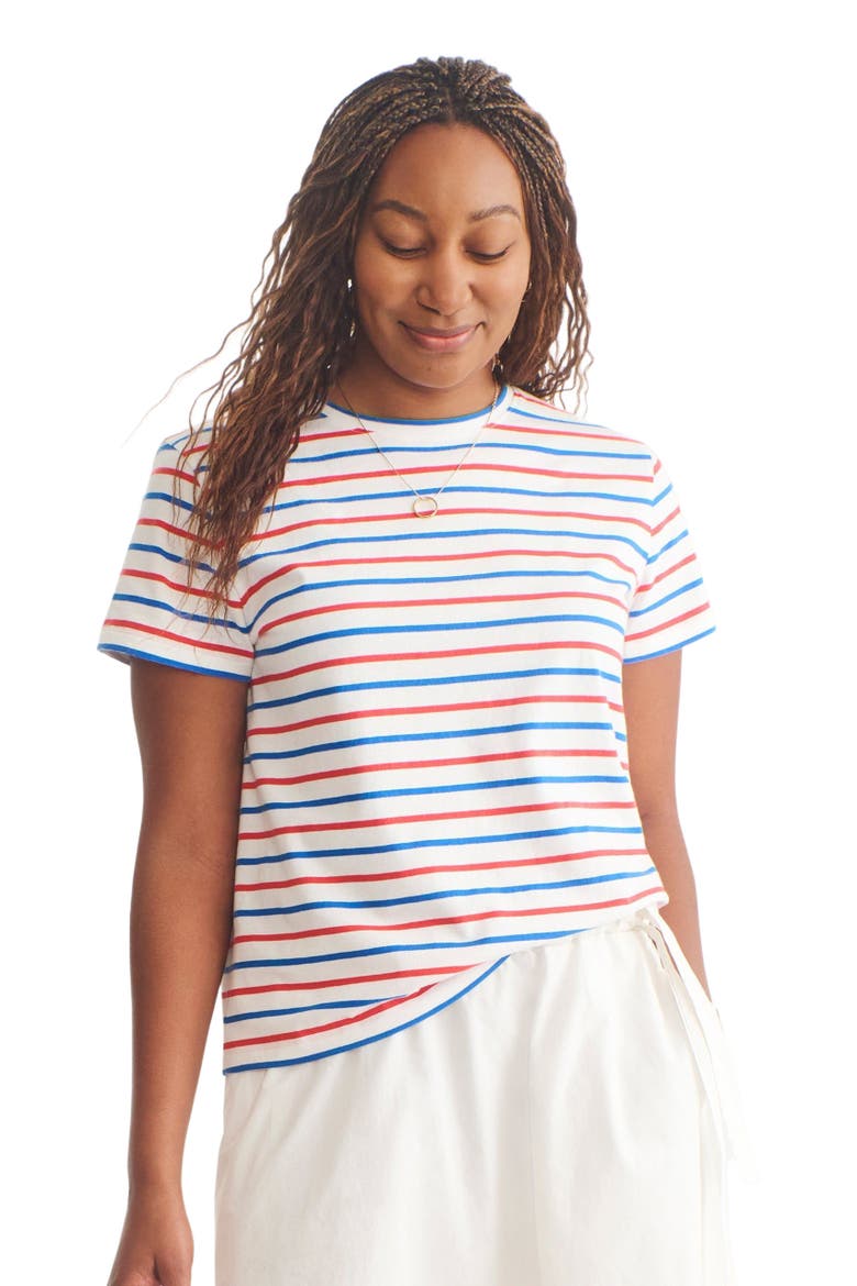 Women's Fit Stripe Easy Tee In Blueberry, Alternate, color, Blueberry Strawberry Stripe