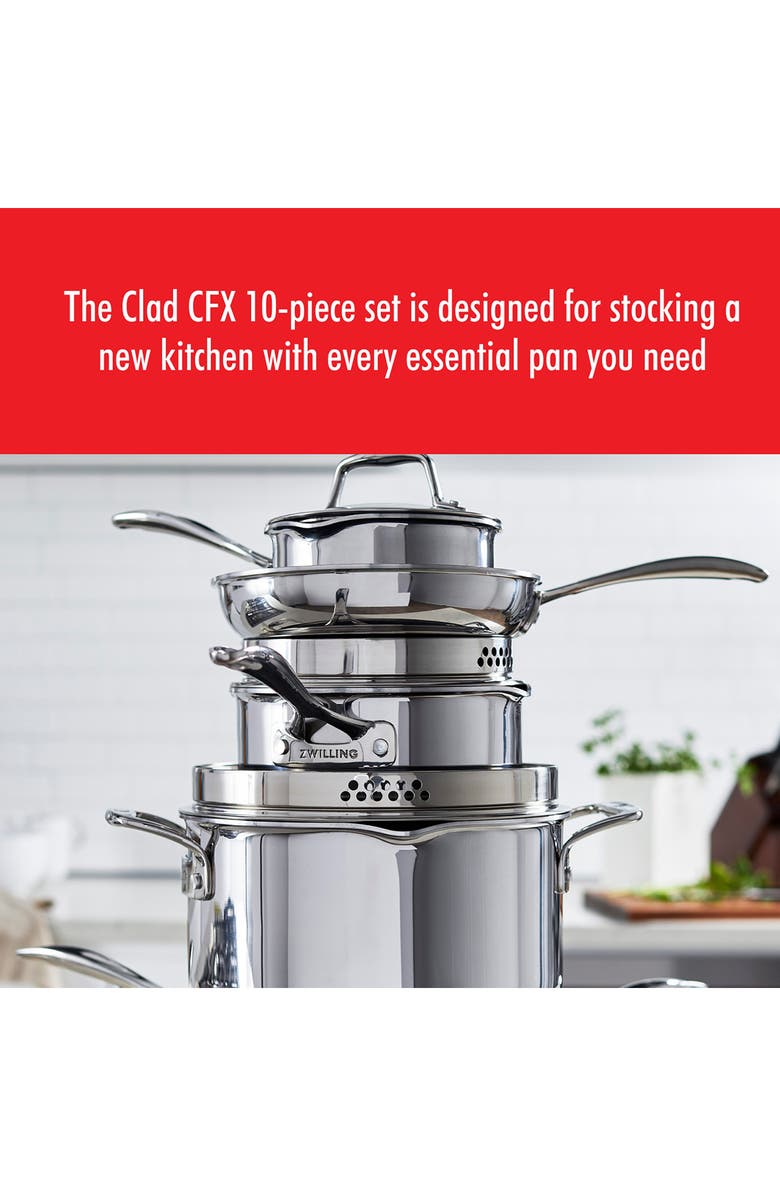 ZWILLING Clad CFX 10-Piece Nonstick Cookware Set, Alternate, color, Stainless Steel