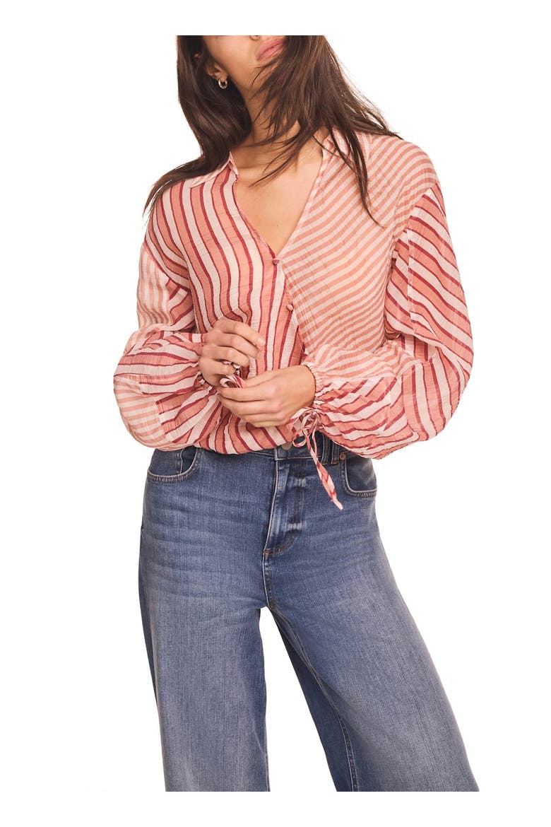 Striped Wrap Shirt, Alternate, color, Orange