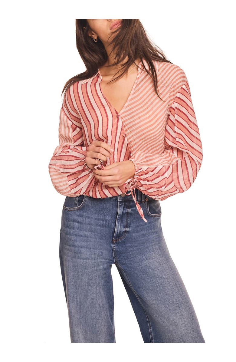 MINT VELVET Striped Wrap Shirt, Alternate, color, Orange