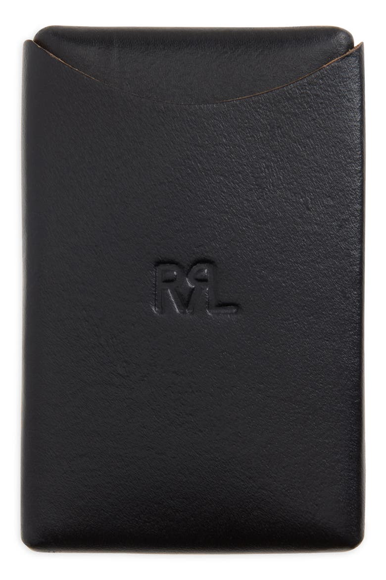 Logo Debossed Leather Card Case, Main, color, BLACK OVER BROWN