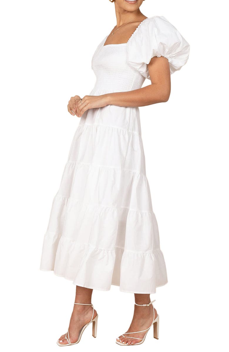 Petal & Pup Annette Puff Sleeve Midi A-Line Dress, Alternate, color, White