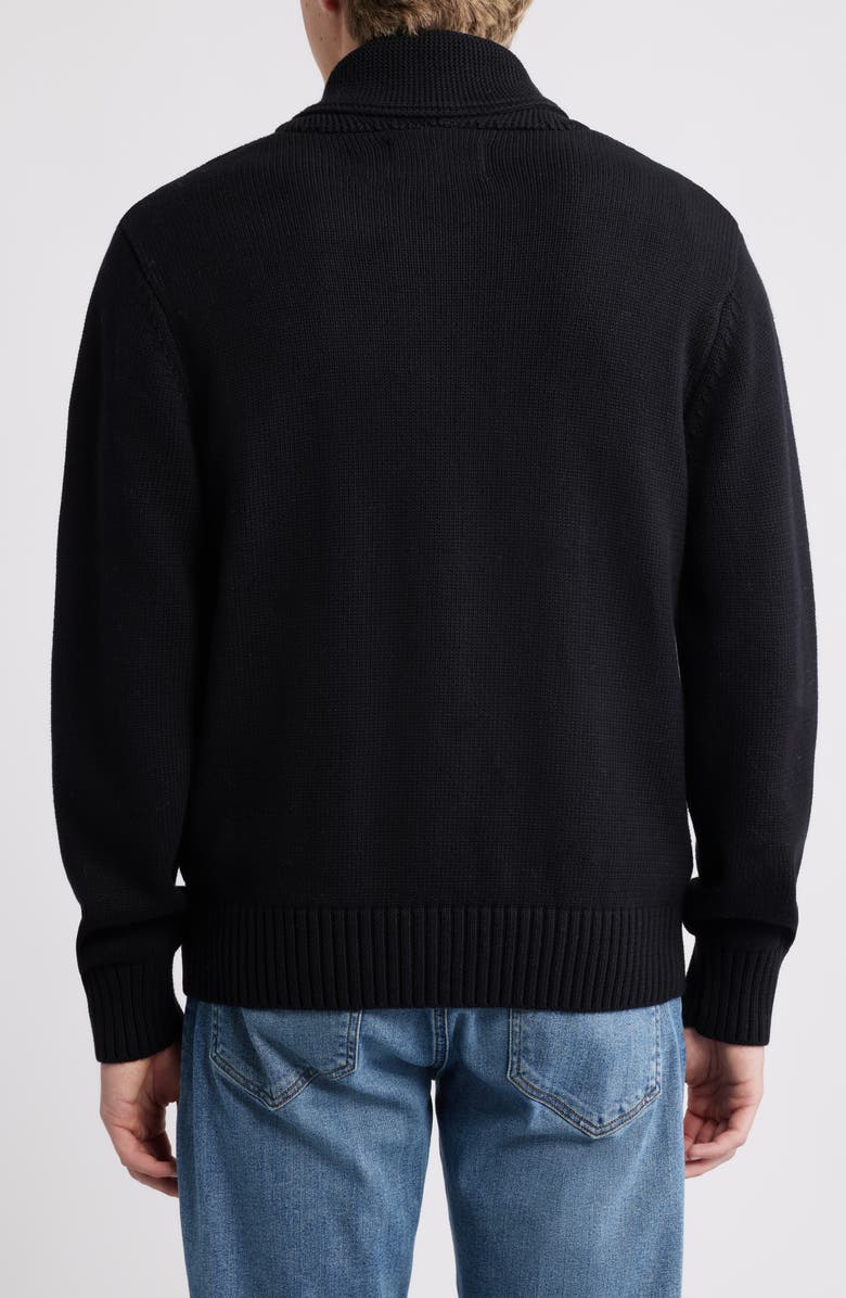 Schott NYC Cotton Zip Cardigan, Alternate, color, Black