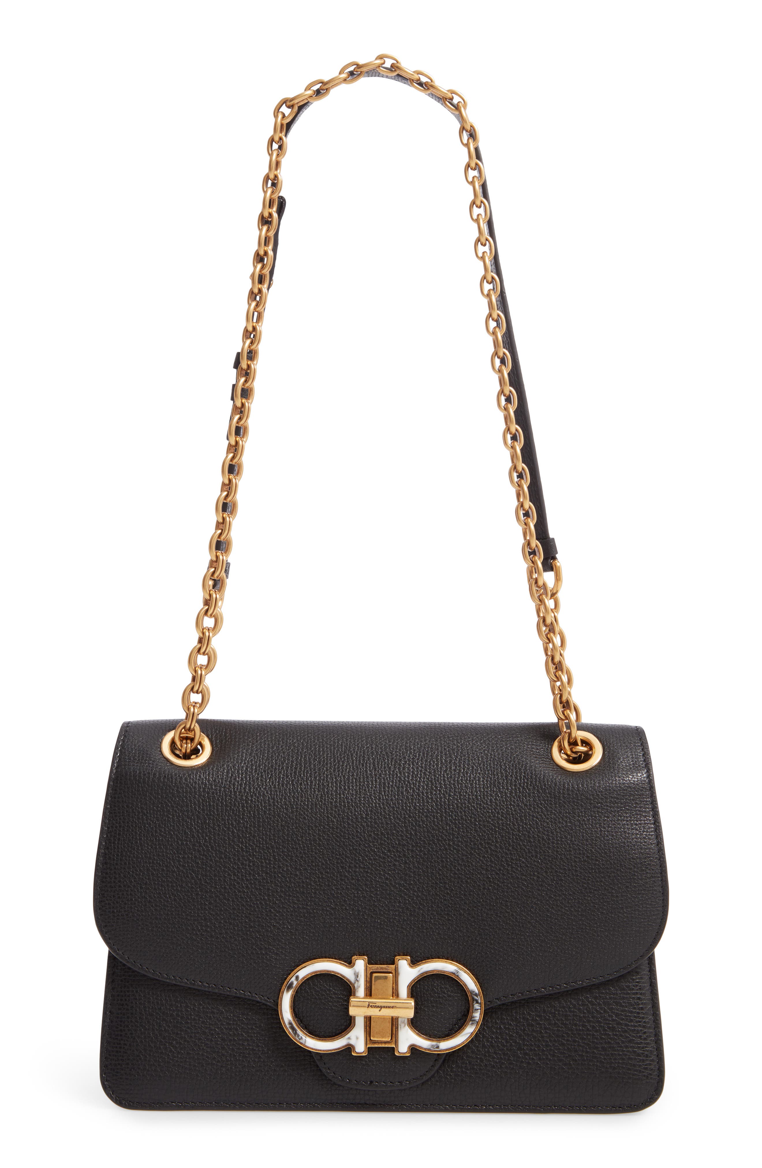 FERRAGAMO Salvatore Ferragamo Gancino Quilted Leather Shoulder Bag, Main, color, 