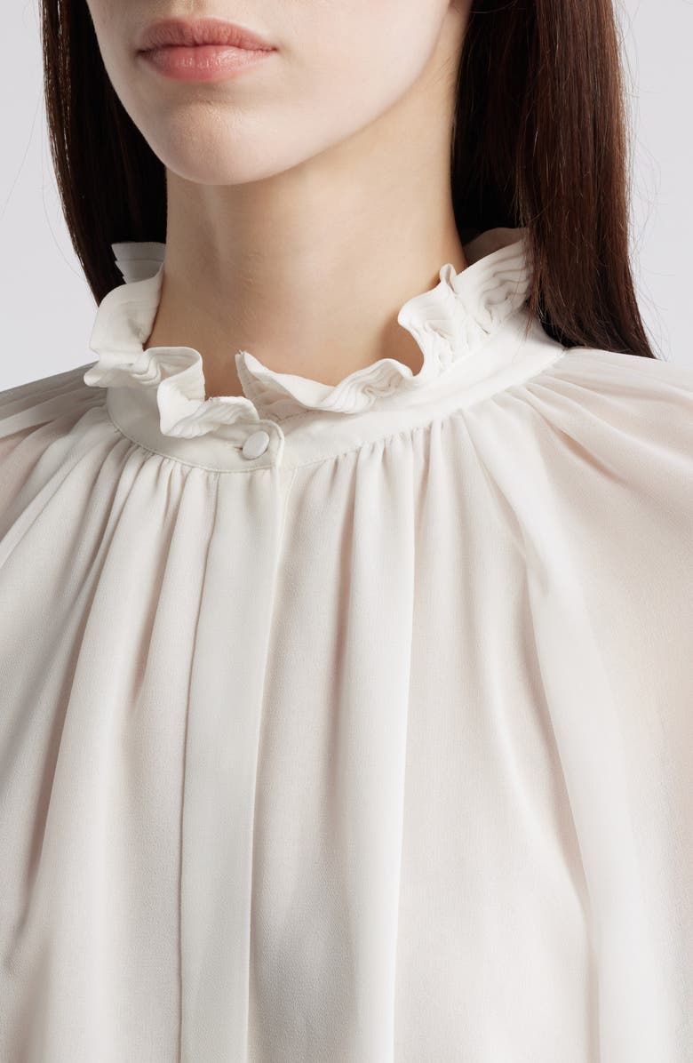 KOBI HALPERIN Effie Shirred Ruffle Neck Chiffon Top, Alternate, color, Ivory