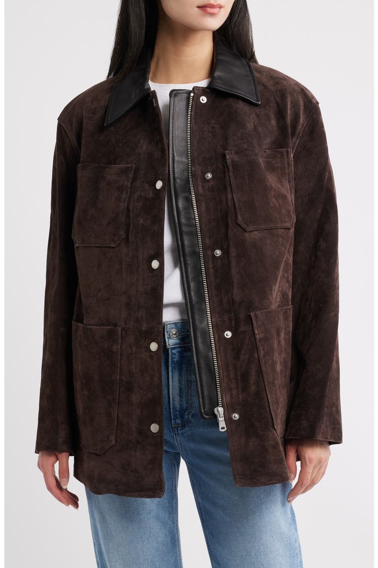 Suede Barn Coat, Main, color, WOOD