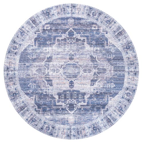 Jonathan Y Alanya Ornate Medallion Machine-washable Round Area Rug In Navy/cream