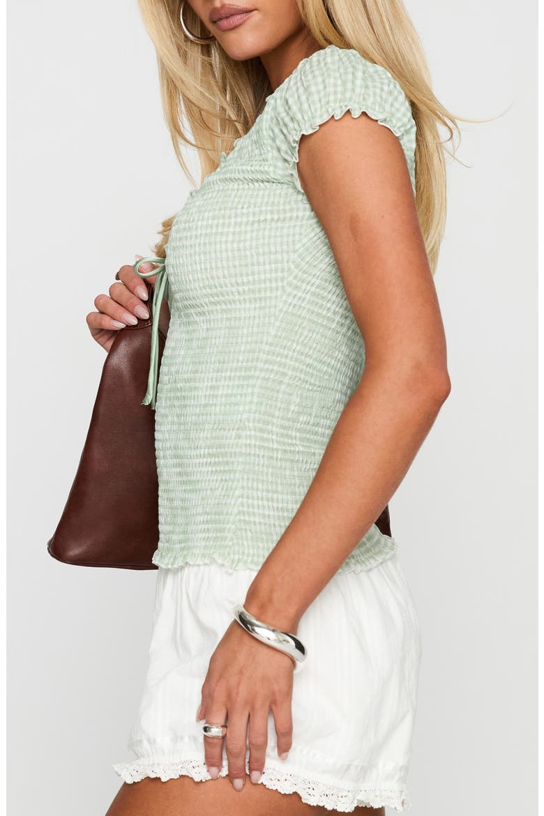 Coast to Coast Smocked Gingham Top, Alternate, color, SAGE CHECK