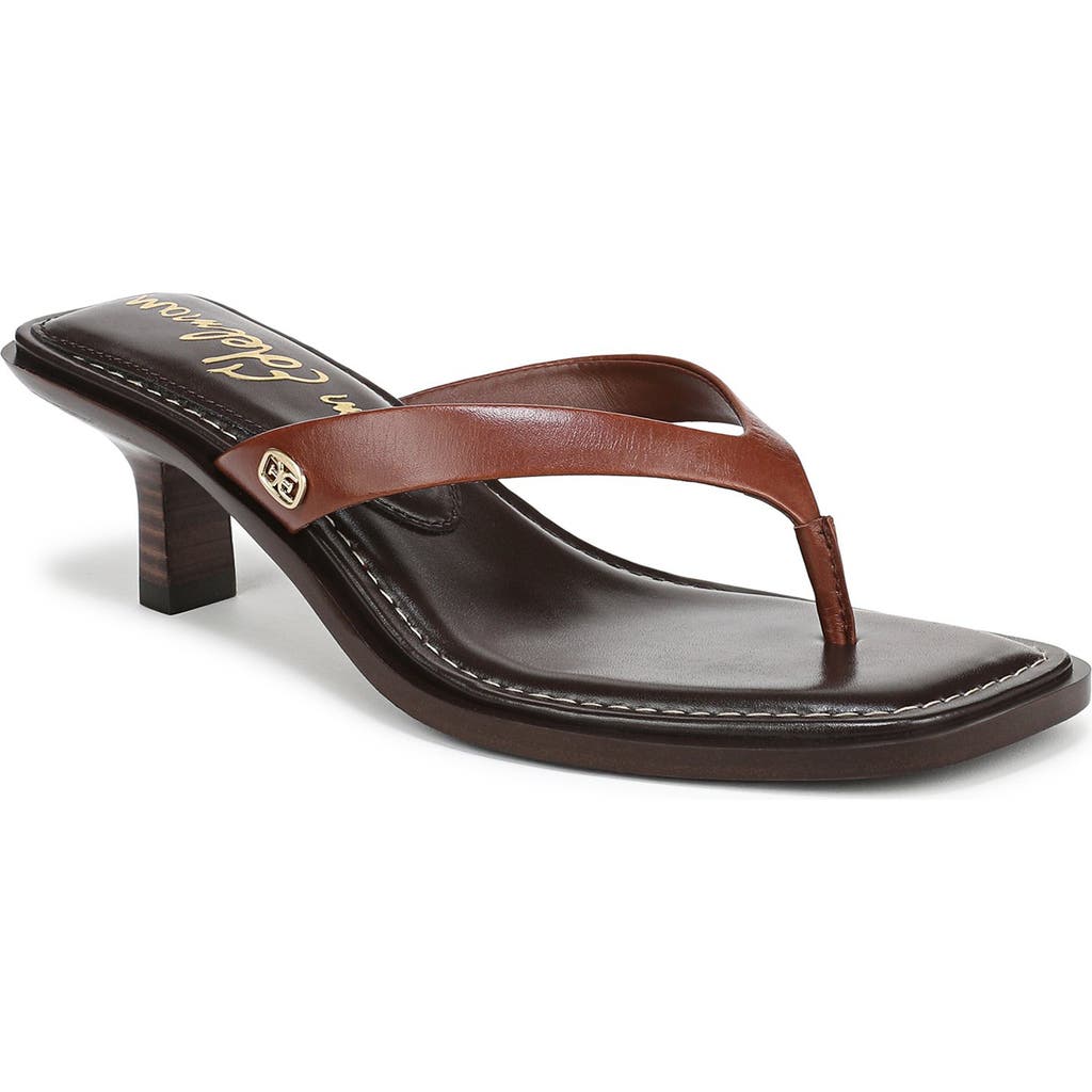 Sam Edelman Dollie Thong Sandal Burnt Brandy Leather In Burnt Brandy