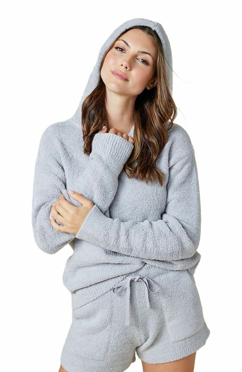 Softies Solid Marshmallow Hoodie Short Set, Alternate, color, Grey