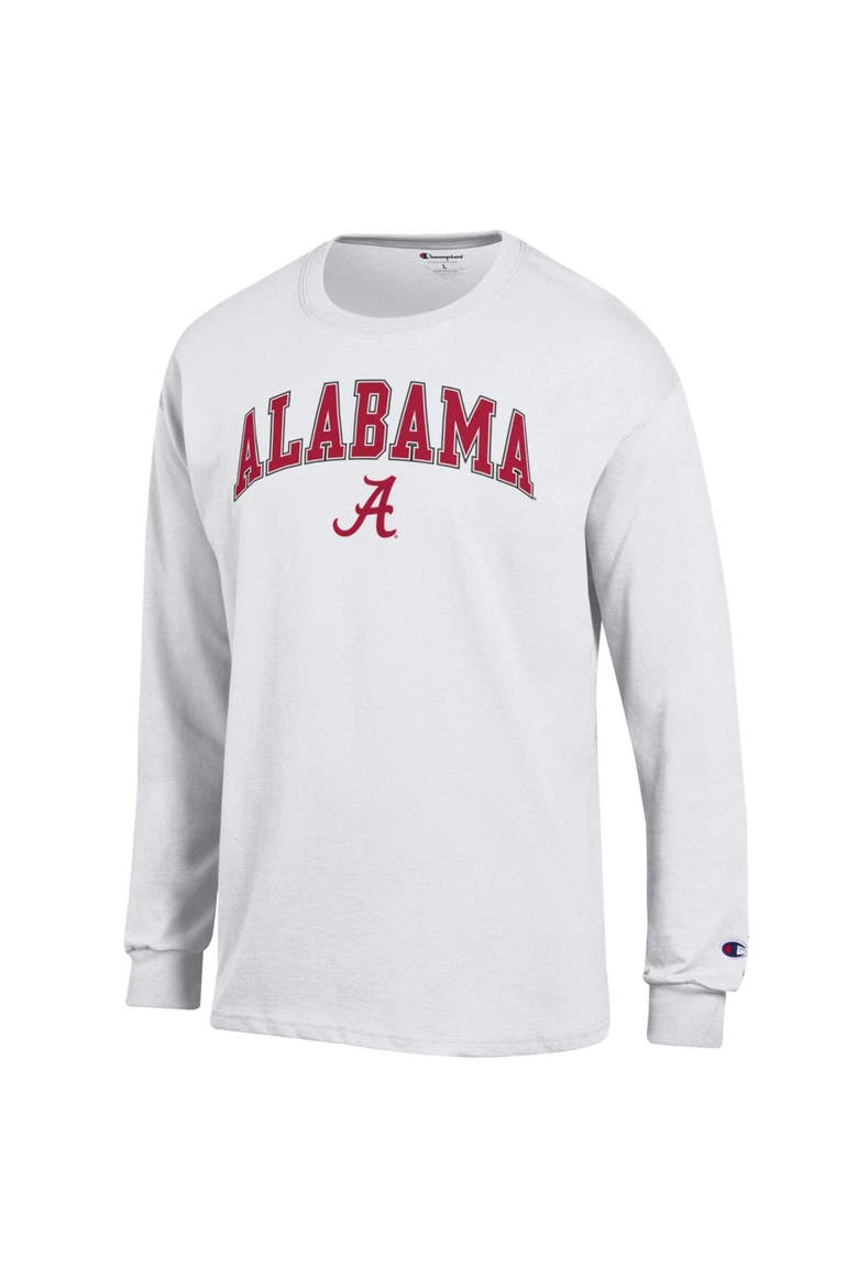Men's Champion  White Alabama Crimson Tide Arch Over Logo Long Sleeve T-Shirt, Alternate, color, White