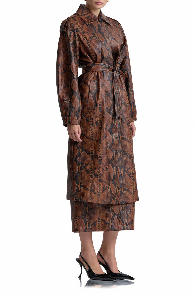 Python Print Faux Leather Coat, Alternate, color, BROWN-BLACK PYTHON