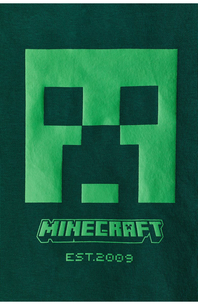 H&M Print-motif Sweatshirt, Alternate, color, Dark Green/Minecraft