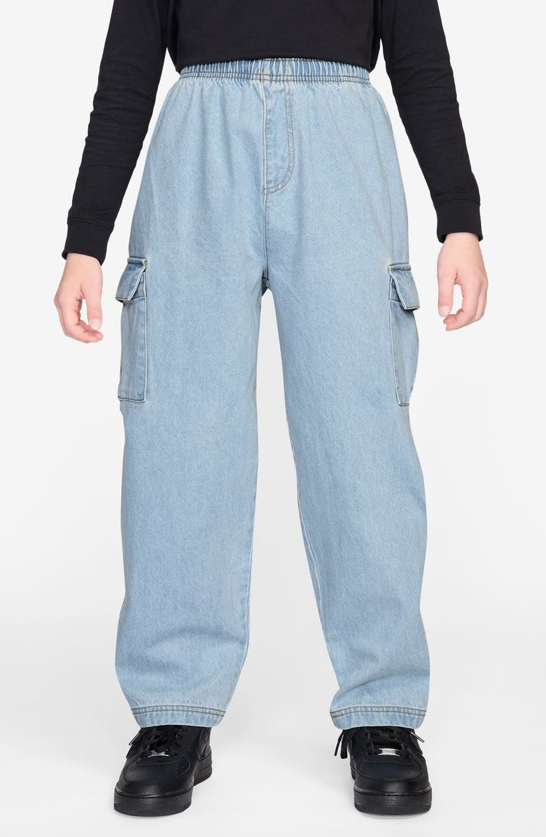Nike Kids' Denim Cargo Pants, Main, color, Light Armory Blue/ Armory Blue