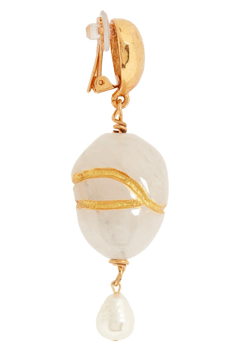 Oscar de la Renta Kintsugi Stone & Freshwater Pearl Drop Earrings, Alternate, color,