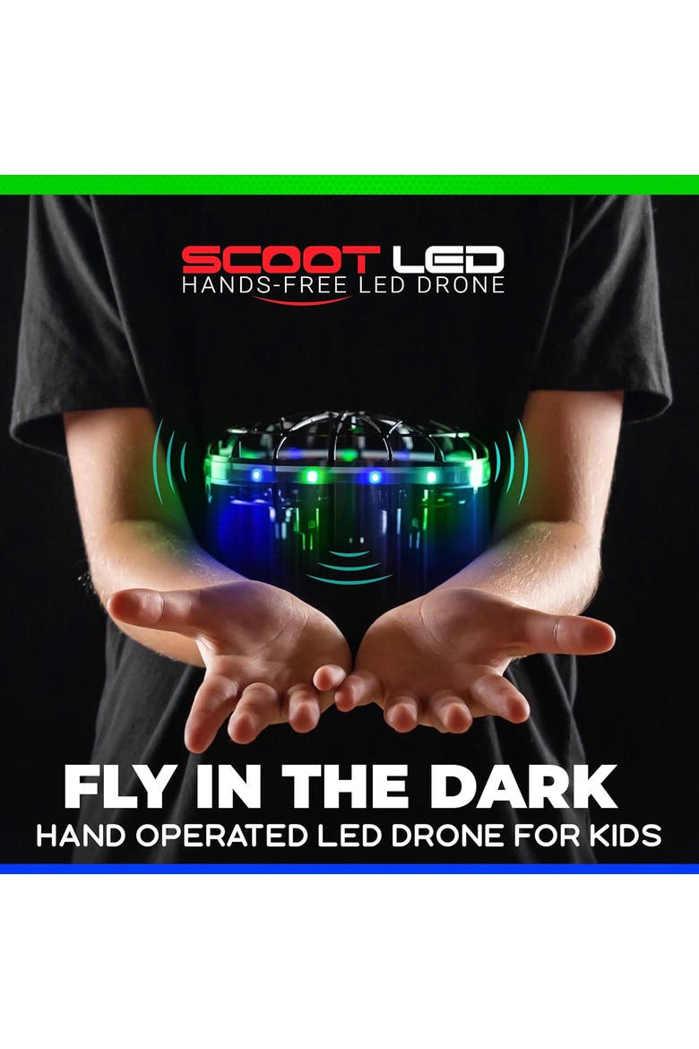 Scoot LED Hand Operated Drone - Green/Blue, Alternate, color, Black
