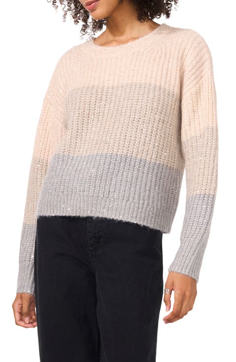 Sequin Colorblock Stripe Sweater