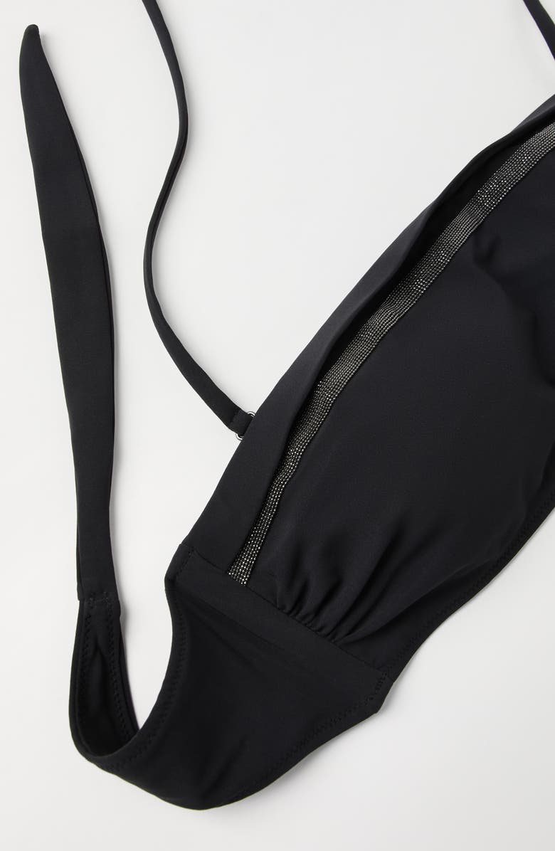 Brunello Cucinelli Bikini bandeau top with monili, Alternate, color, Black