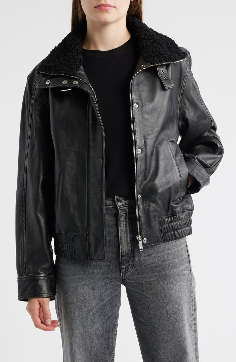 Sam Edelman Lambskin Leather Jacket, Alternate, color, Black