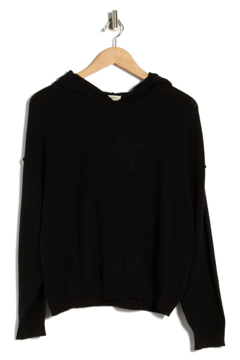 Hooded Pullover Sweater, Alternate, color, BLACK