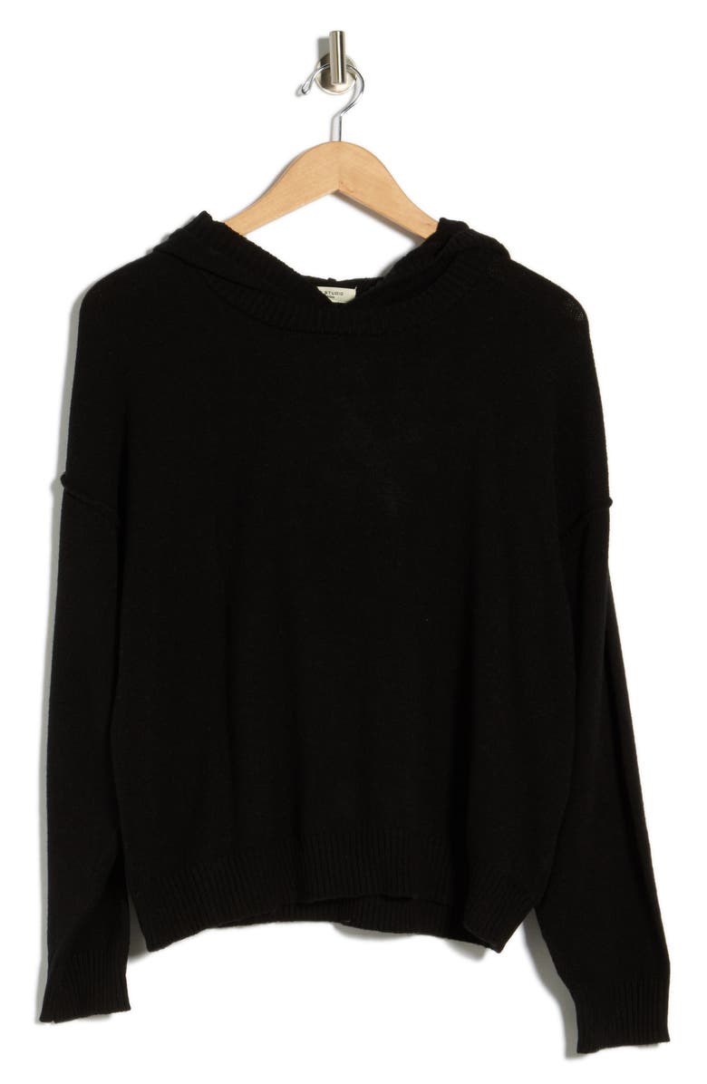 MAX STUDIO Hooded Pullover Sweater, Alternate, color, Black