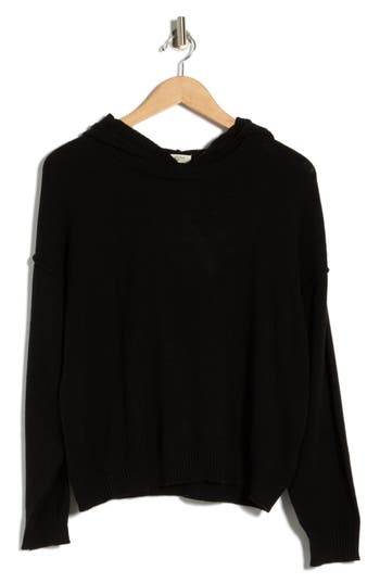 Max Studio Hooded Pullover Sweater In Black