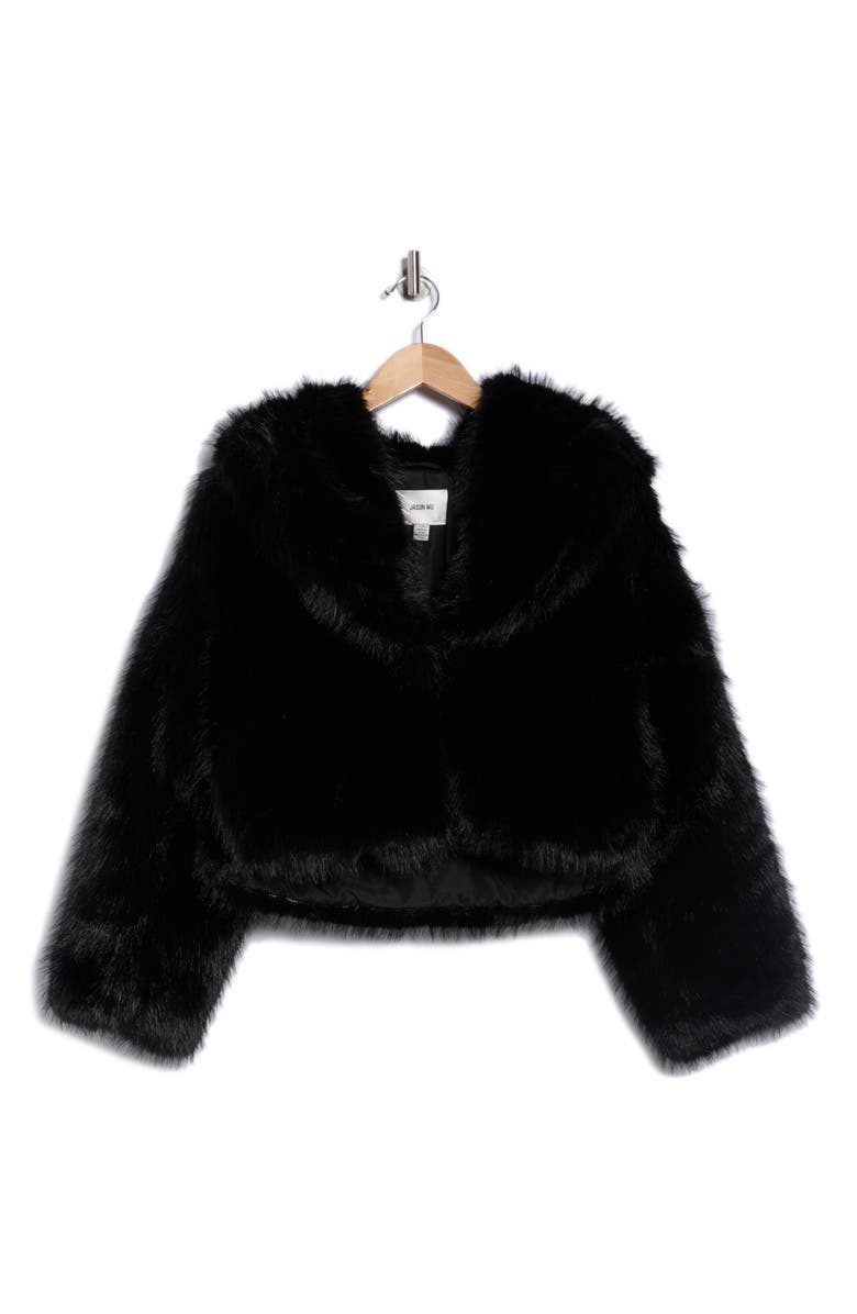 JASON WU Crop Faux Fur Jacket, Alternate, color, Black