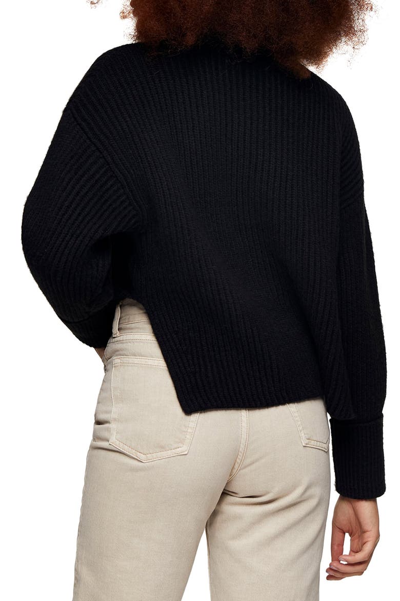 Mock Neck Crop Sweater, Alternate, color, BLACK