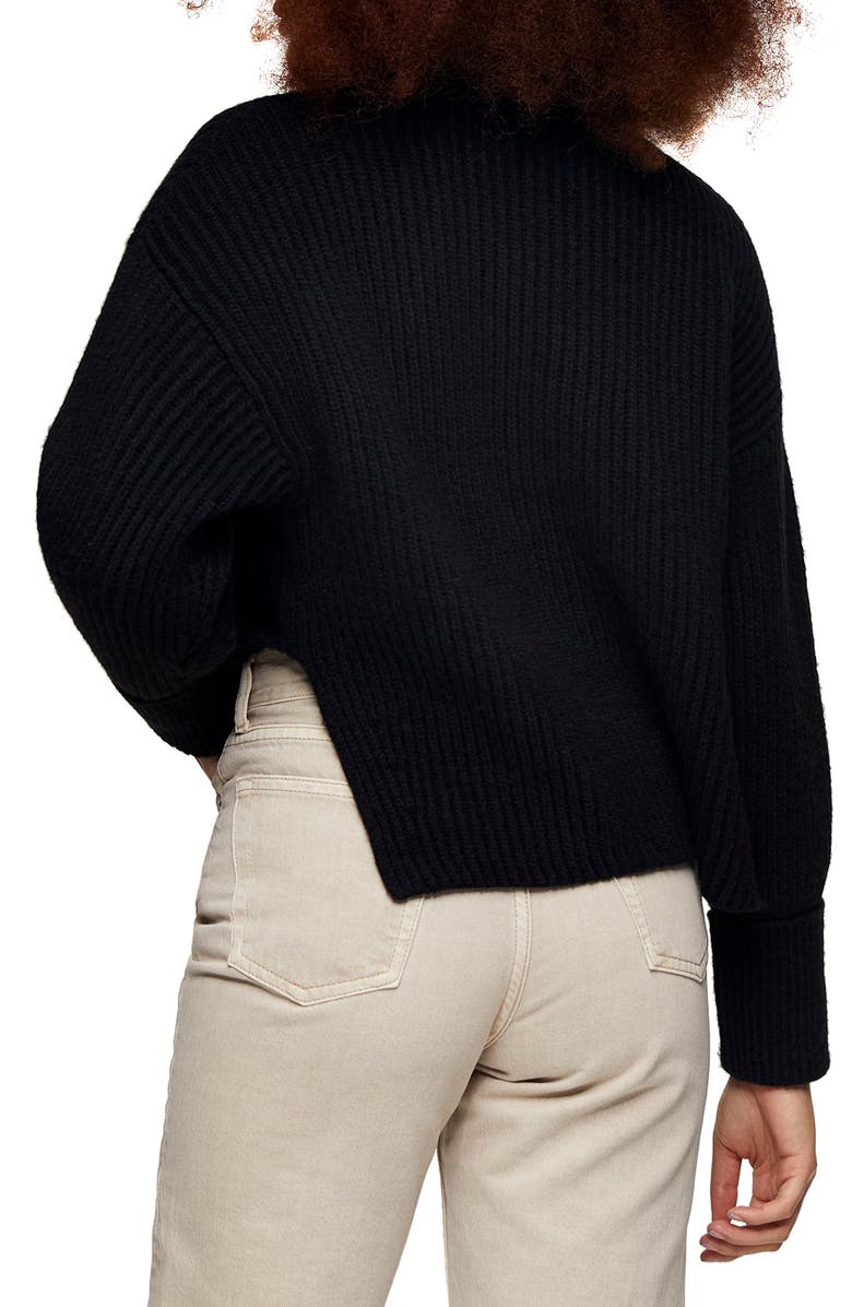 Topshop Mock Neck Crop Sweater, Alternate, color,