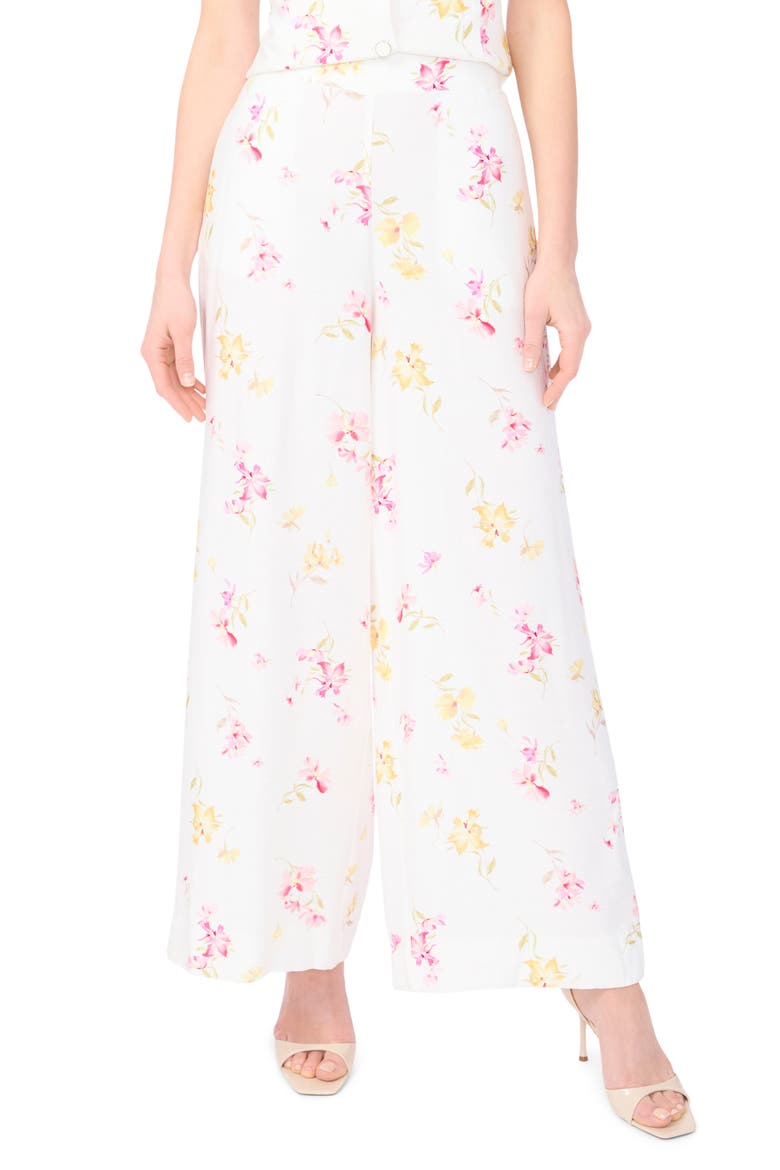 Floral Wide Leg Pants, Main, color, LEMON CREAM