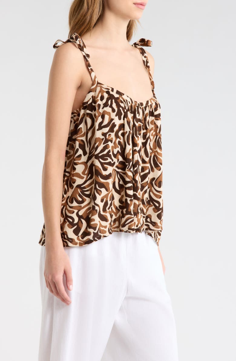 Elan Tie Strap Flowy Cover-Up Top, Alternate, color, Brown Carolina