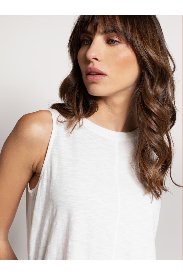 Crew Neck Pleat Back Tank Top, Alternate, color, Chalk