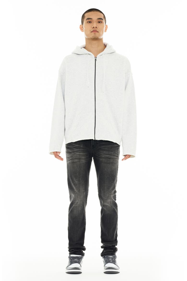Core Raw Hem French Terry Zip Hoodie, Alternate, color, HEATHER GREY