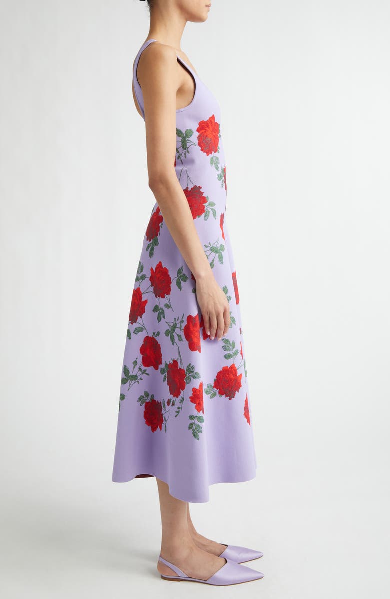 Carolina Herrera Rose Jacquard Knit Fit & Flare Dress, Alternate, color, Violeta Multi