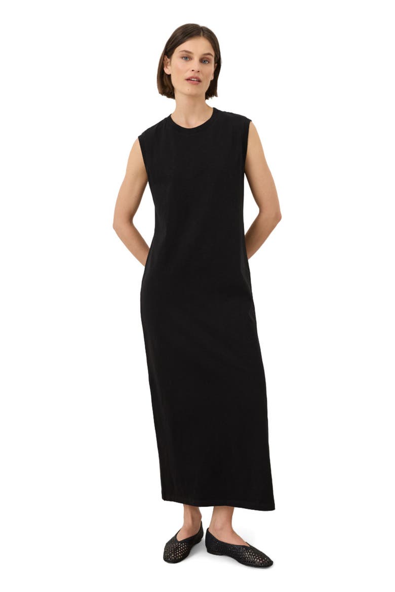 Organic Cotton Soft-Slub Essential Easy Muscle Tee Maxi Dress, Main, color, Black