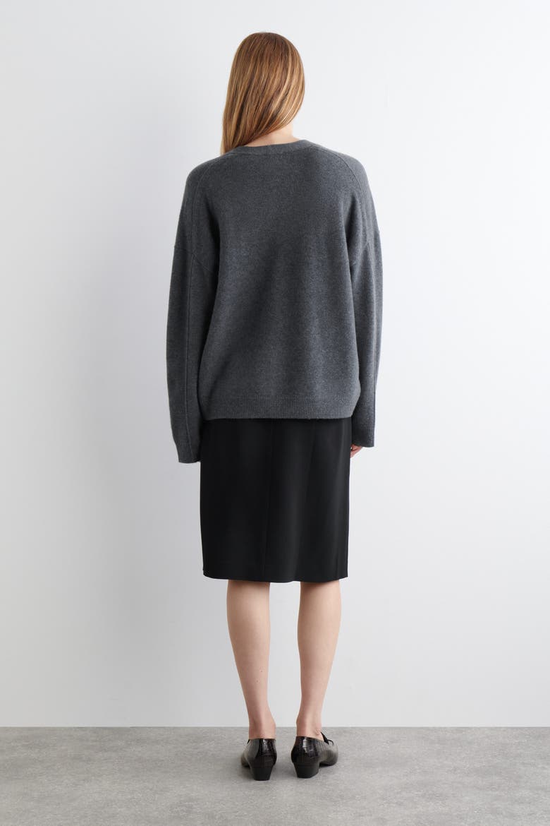Cashmere Relaxed-Fit V-Neck Cardigan, Alternate, color, GRAY MÉLANGE